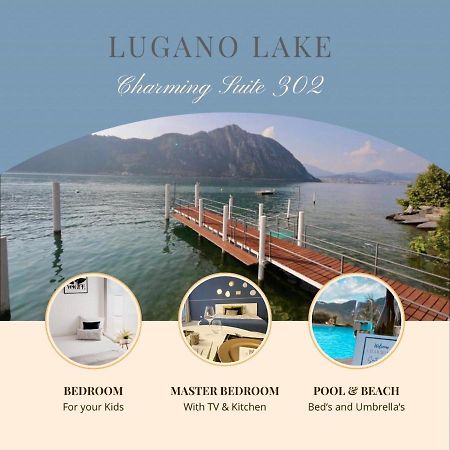 Luganersee, Pool, Strand, Parkplatz, Suite بيسون المظهر الخارجي الصورة