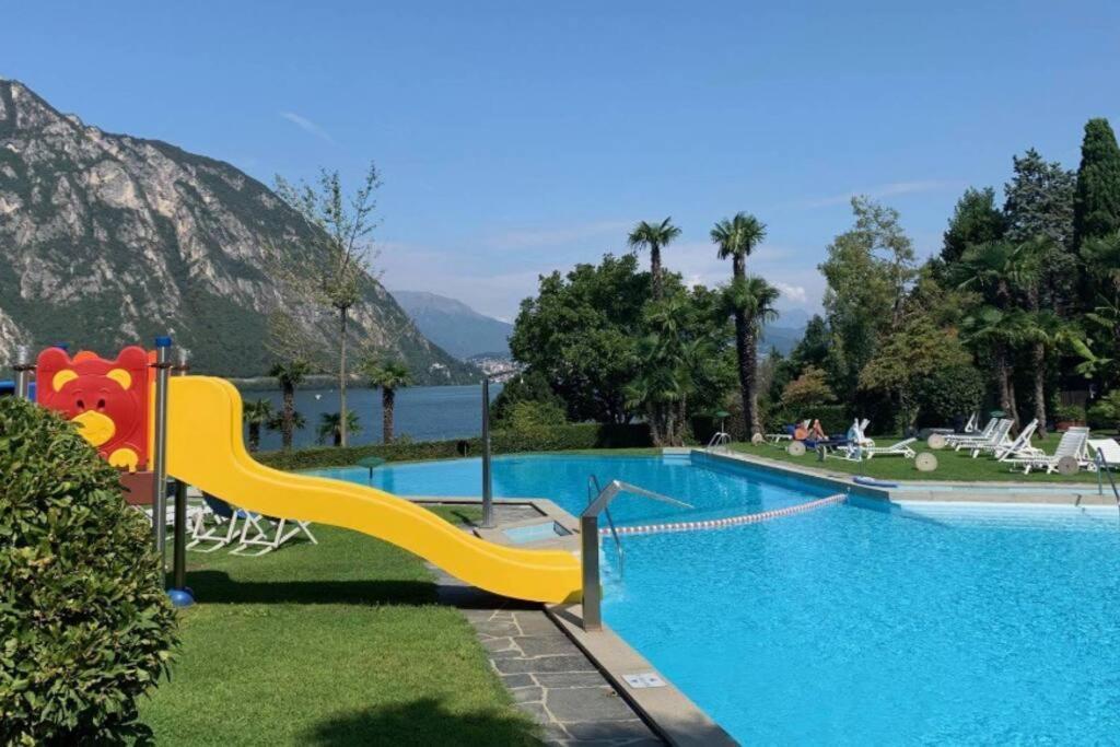 Luganersee, Pool, Strand, Parkplatz, Suite بيسون المظهر الخارجي الصورة